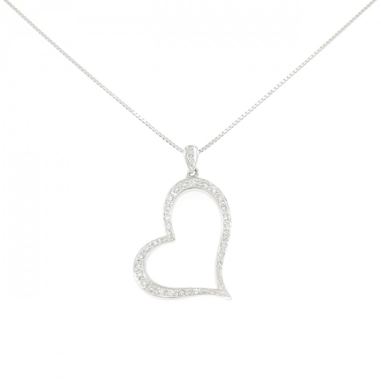K18WG ハート ダイヤモンド ネックレス 0.20CT