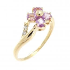 K18YG フラワー サファイヤ リング 0.60CT