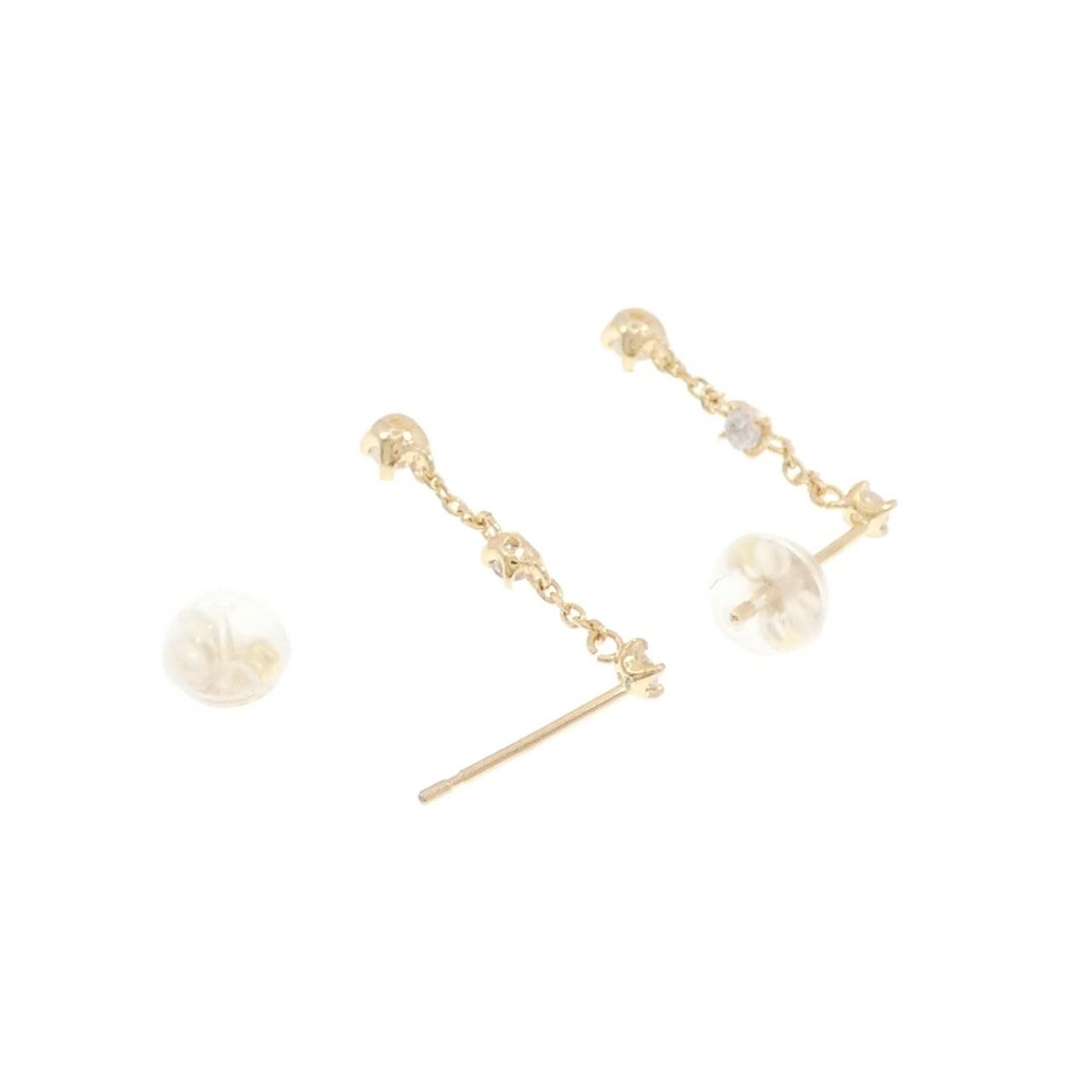 K18YG スリーストーン ダイヤモンド ピアス 0.2CT