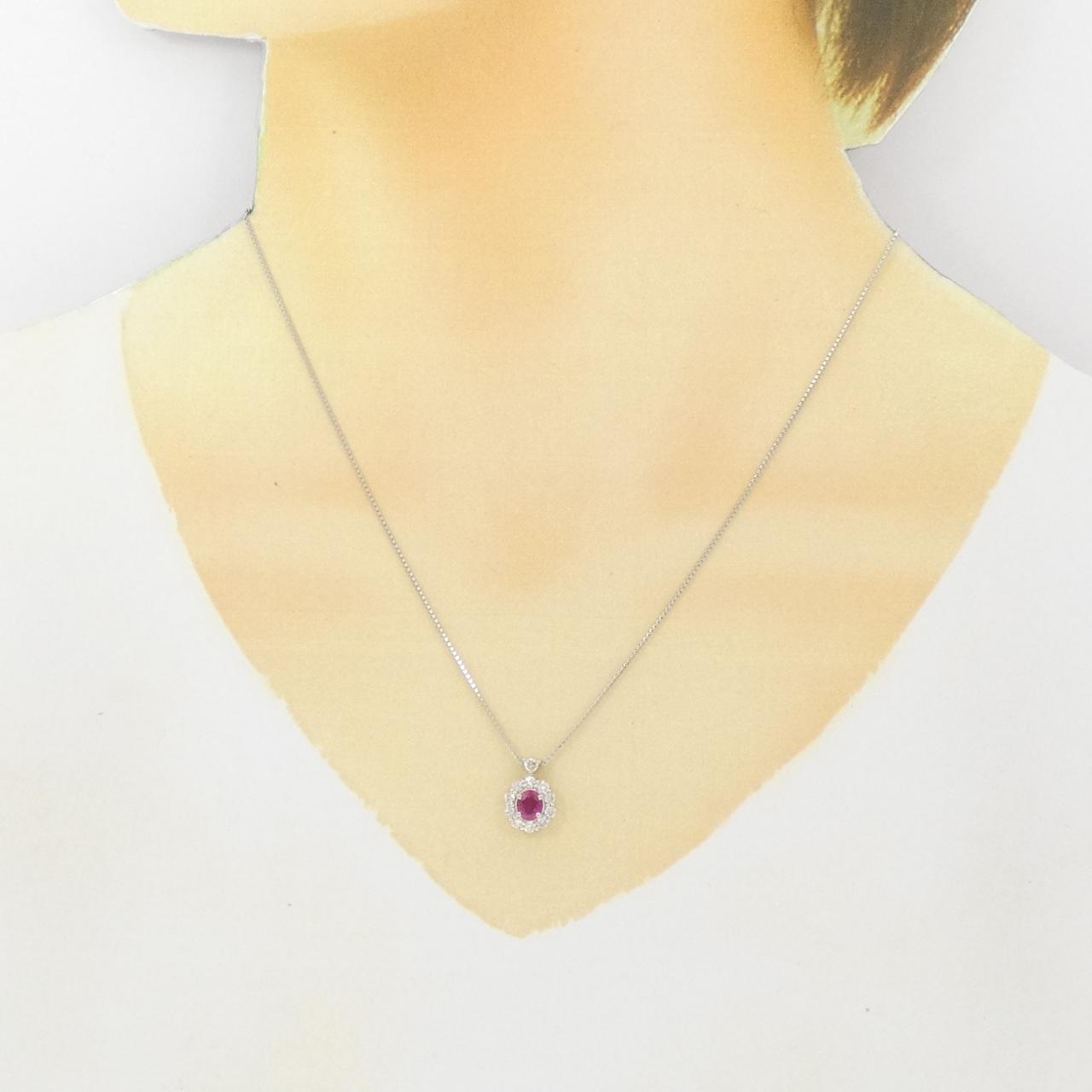 PT900/PT850 ルビー ネックレス 0.60CT