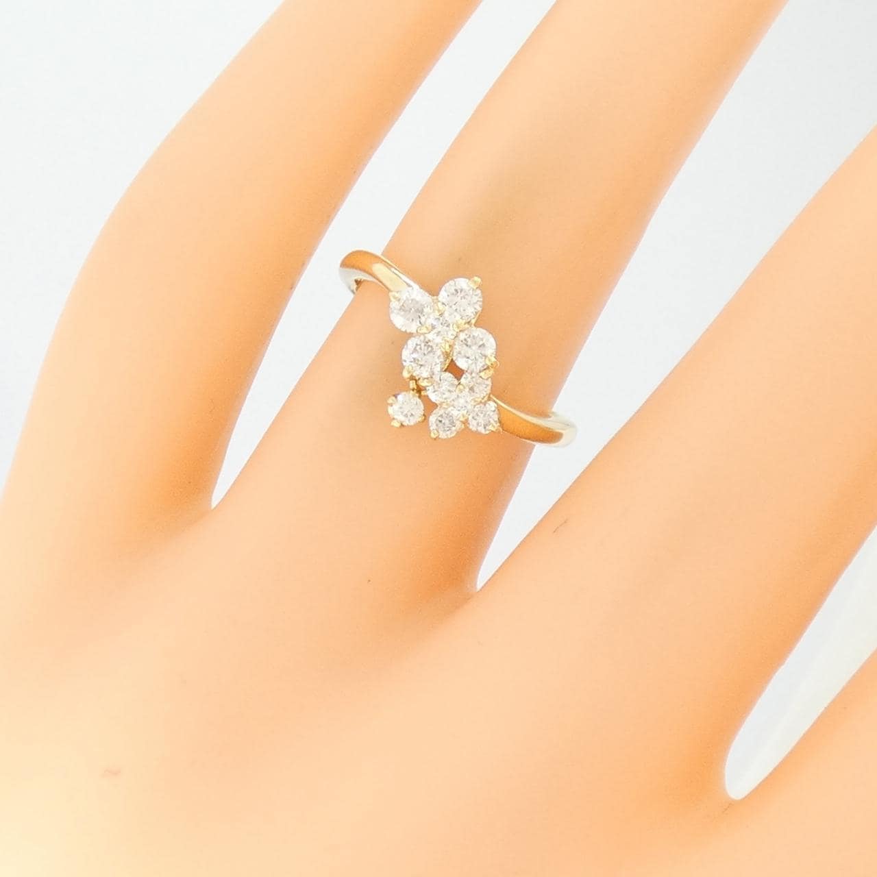 K18YG フラワー ダイヤモンド リング 0.45CT