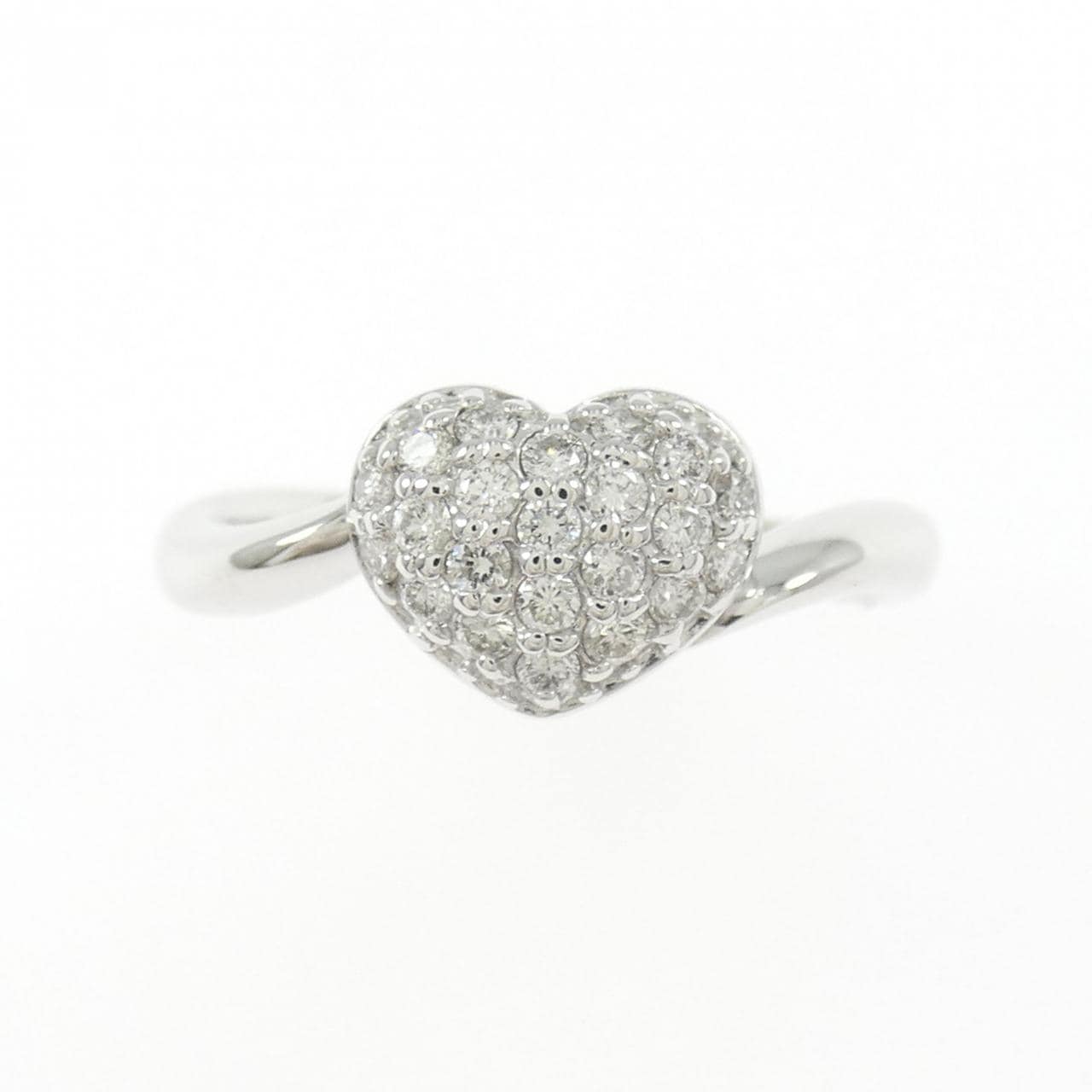 K18WG パヴェハート ダイヤモンド リング 0.21CT