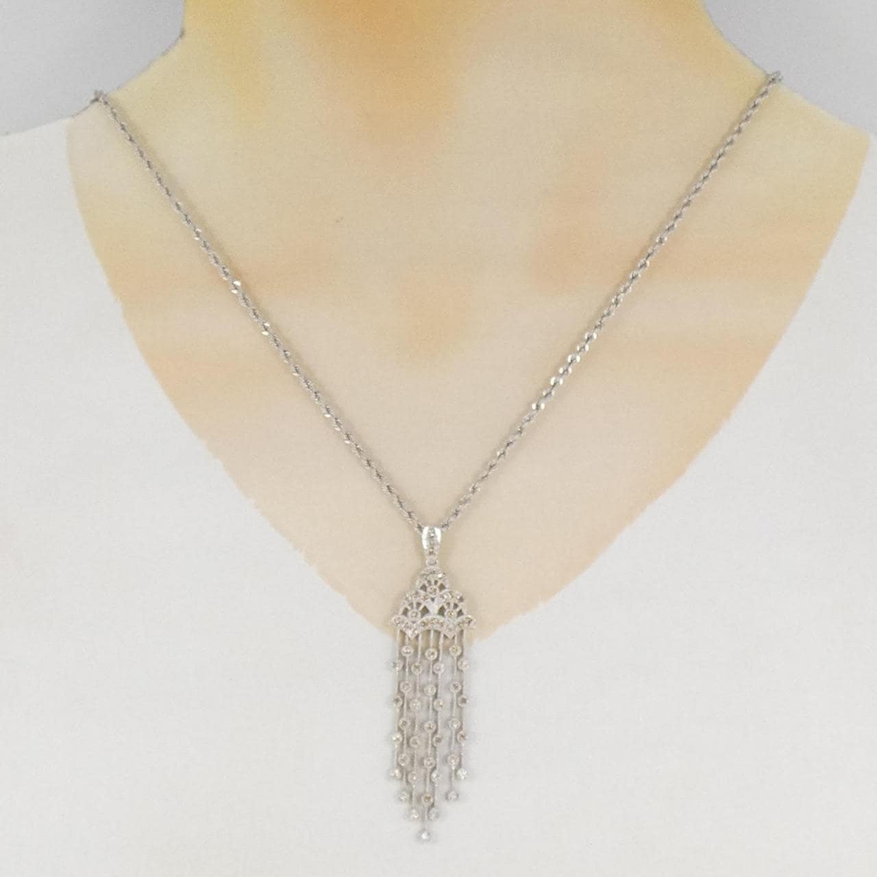K18WG ダイヤモンド ネックレス 1.12CT