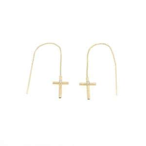K18YG クロス ダイヤモンド ピアス