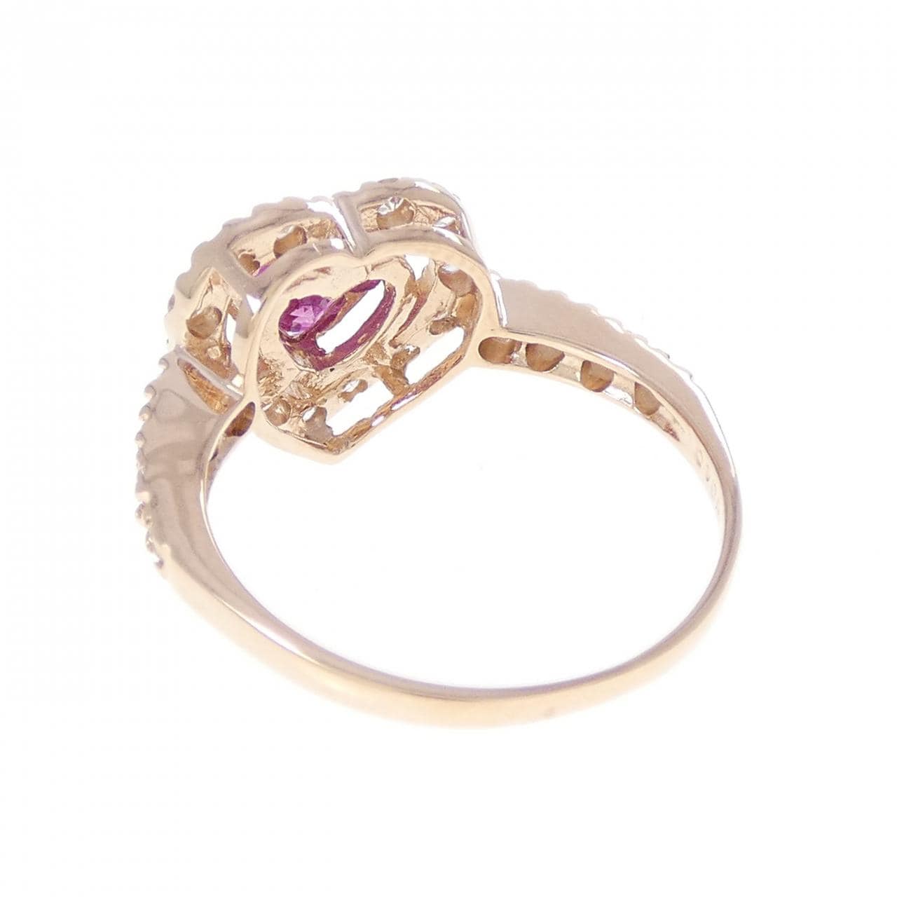 K14PG ハート ルビー リング 0.56CT
