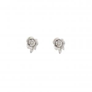 K18WG ローズ ダイヤモンド ピアス 0.02CT