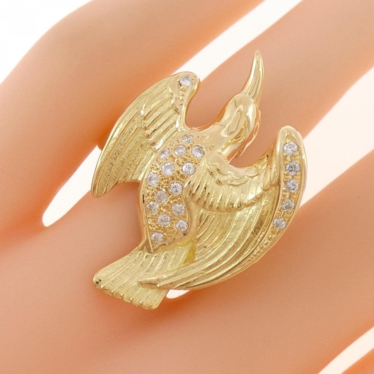 K18YG バード ダイヤモンド リング 0.20CT