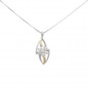 K18/PT/PT850 フラワー ダイヤモンド ネックレス 1.06CT