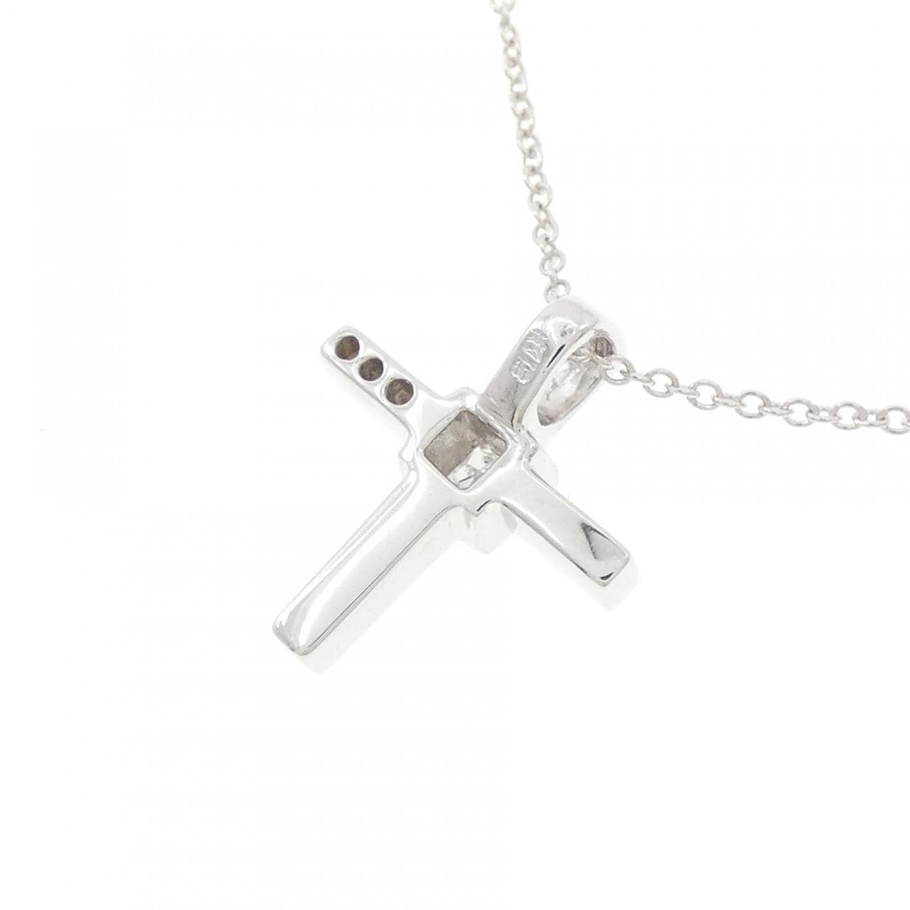 K18WG クロス ダイヤモンド ネックレス