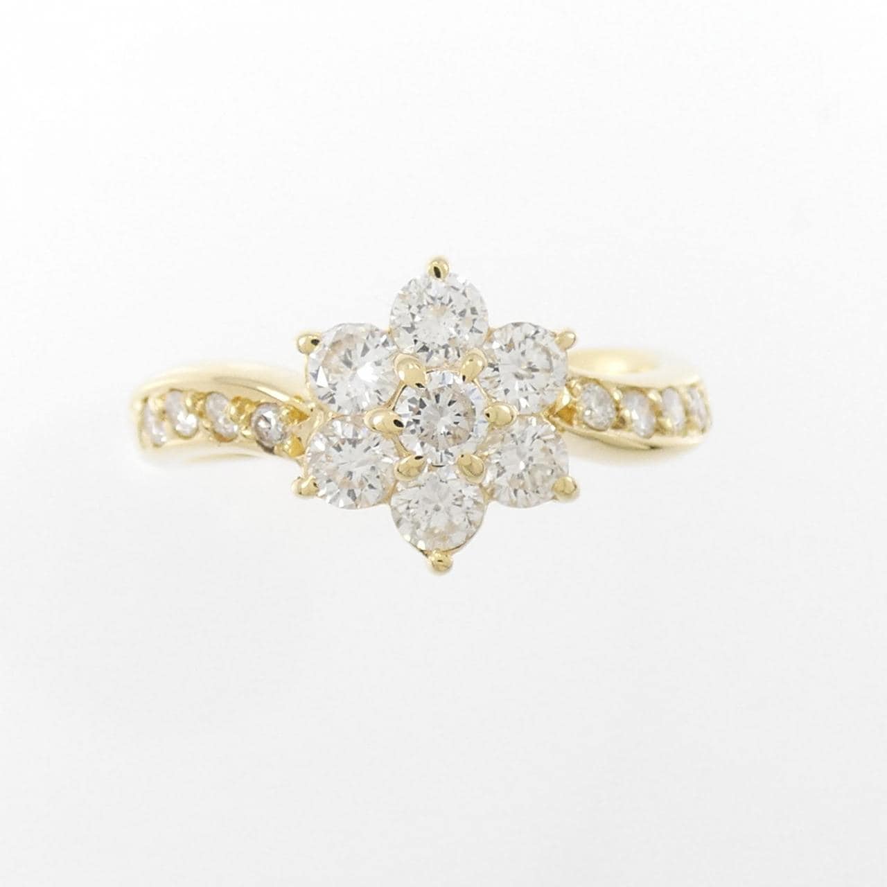 K18YG フラワー ダイヤモンド リング 0.55CT