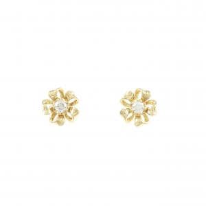 K18YG フラワー ダイヤモンド ピアス 0.10CT