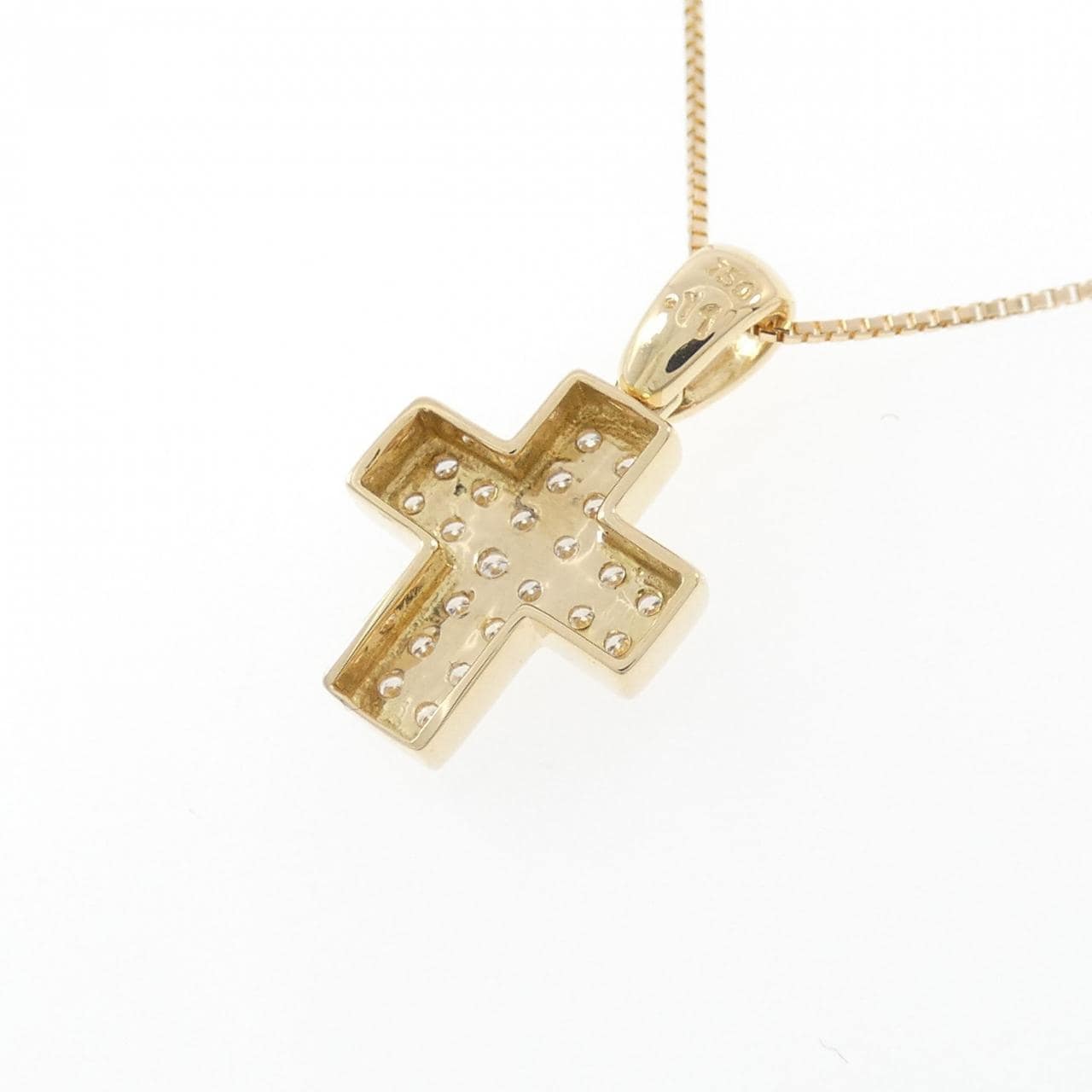 750YG/750WG/K18YG Cross Diamond Necklace 0.11CT