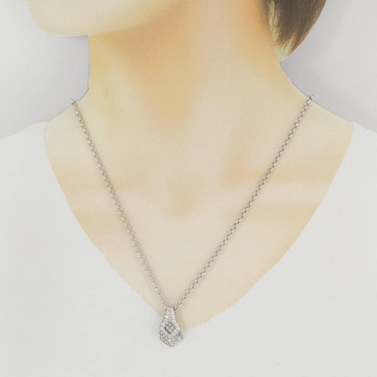 K18WG/750WG ダイヤモンド ネックレス 1.00CT