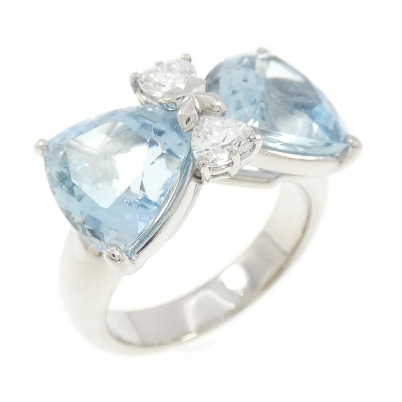 K18WG リボン アクアマリン リング 6.078CT