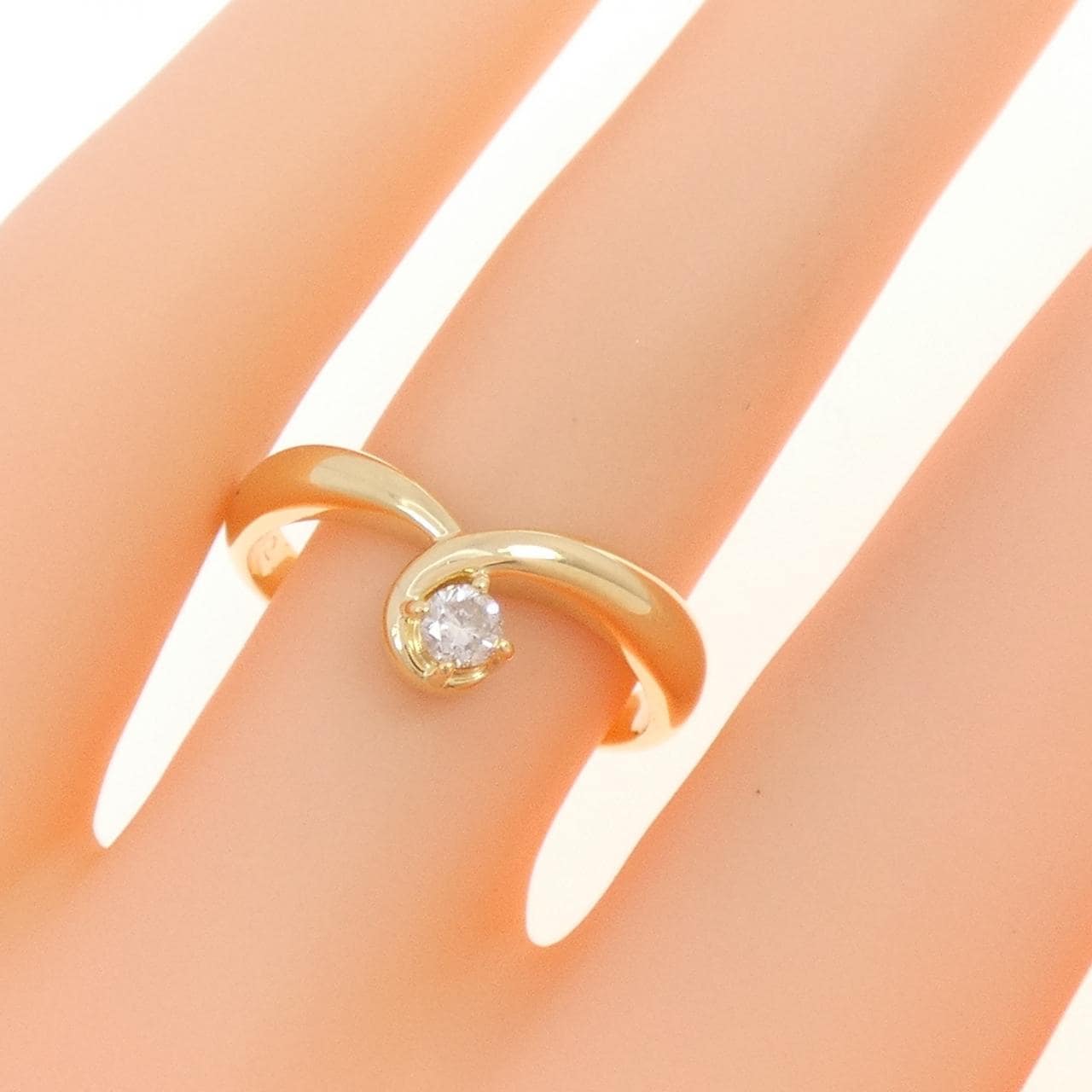 K18YG ソリティア ダイヤモンド リング 0.12CT
