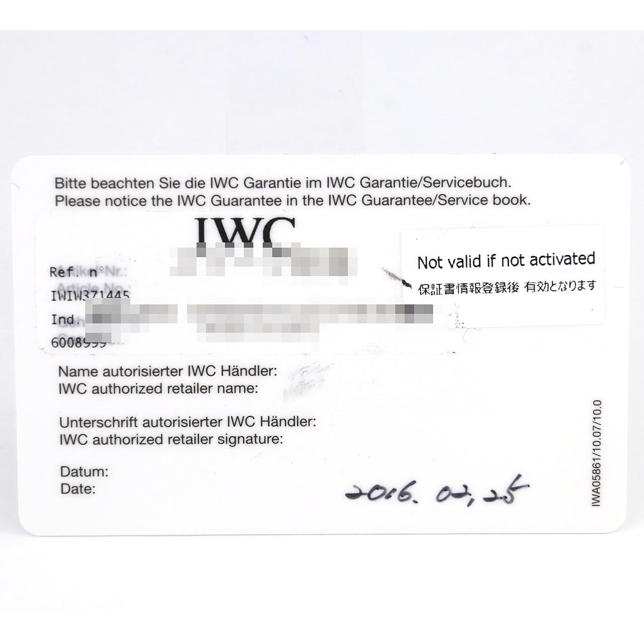 IWC 葡萄牙計時碼錶 IW371445 SS自動上弦