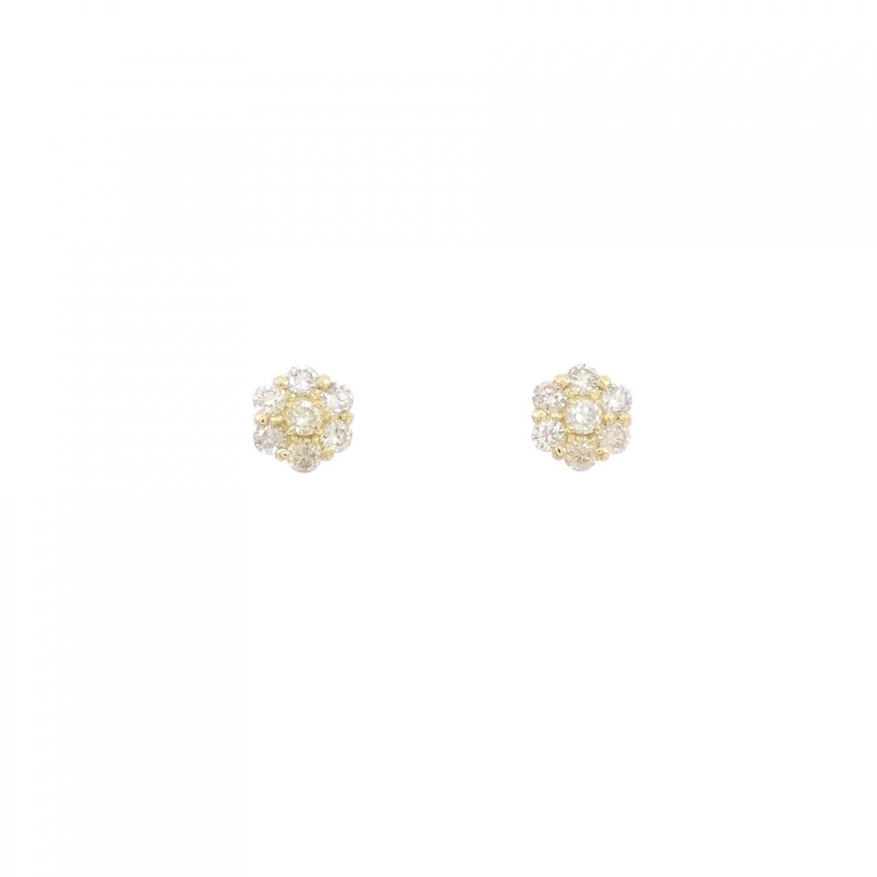 [新品] K18YG 花朵钻石耳环 0.30CT
