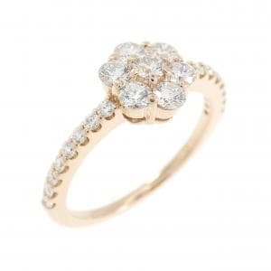 K18PG フラワー ダイヤモンド リング 0.50CT