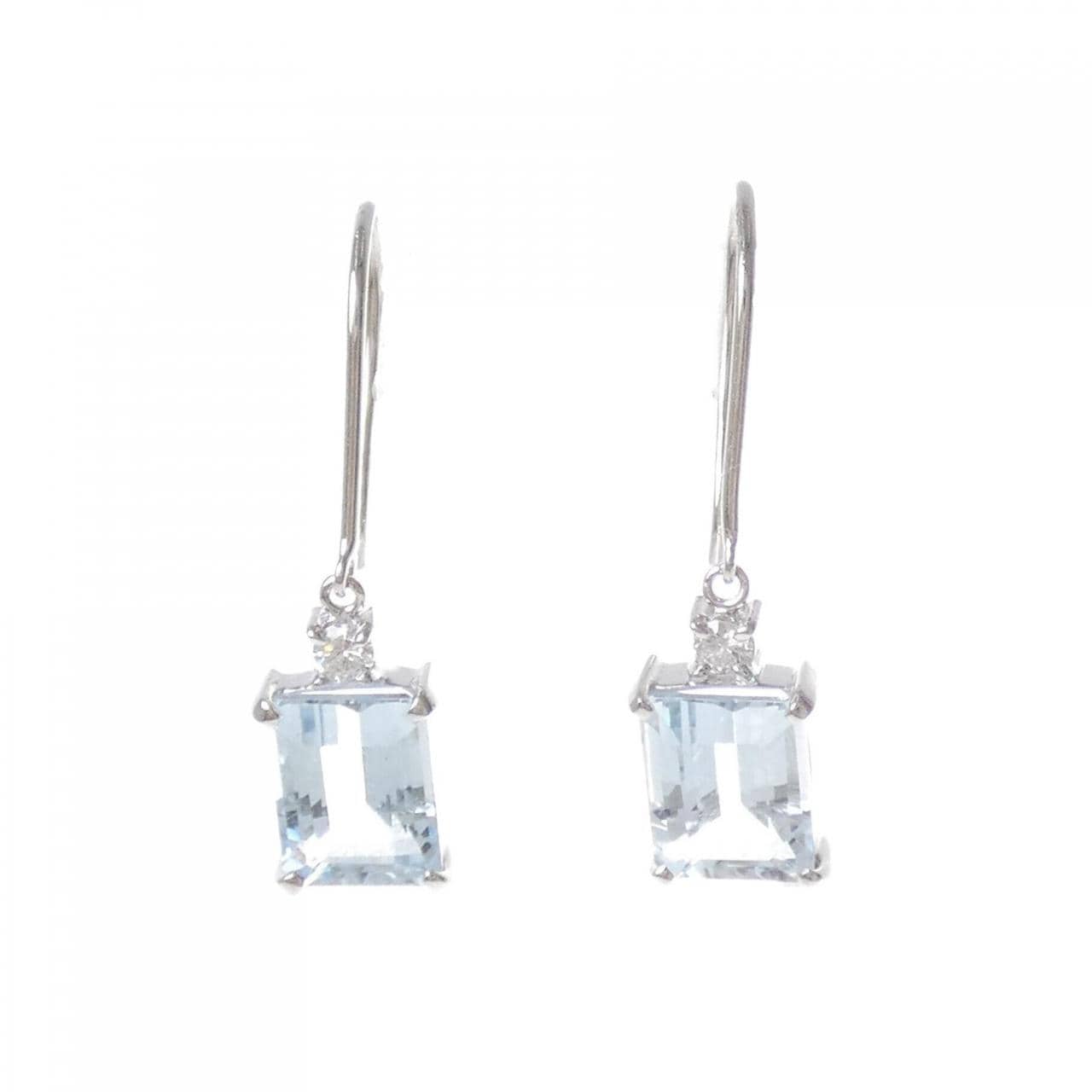 K18WG アクアマリン ピアス 3.19CT