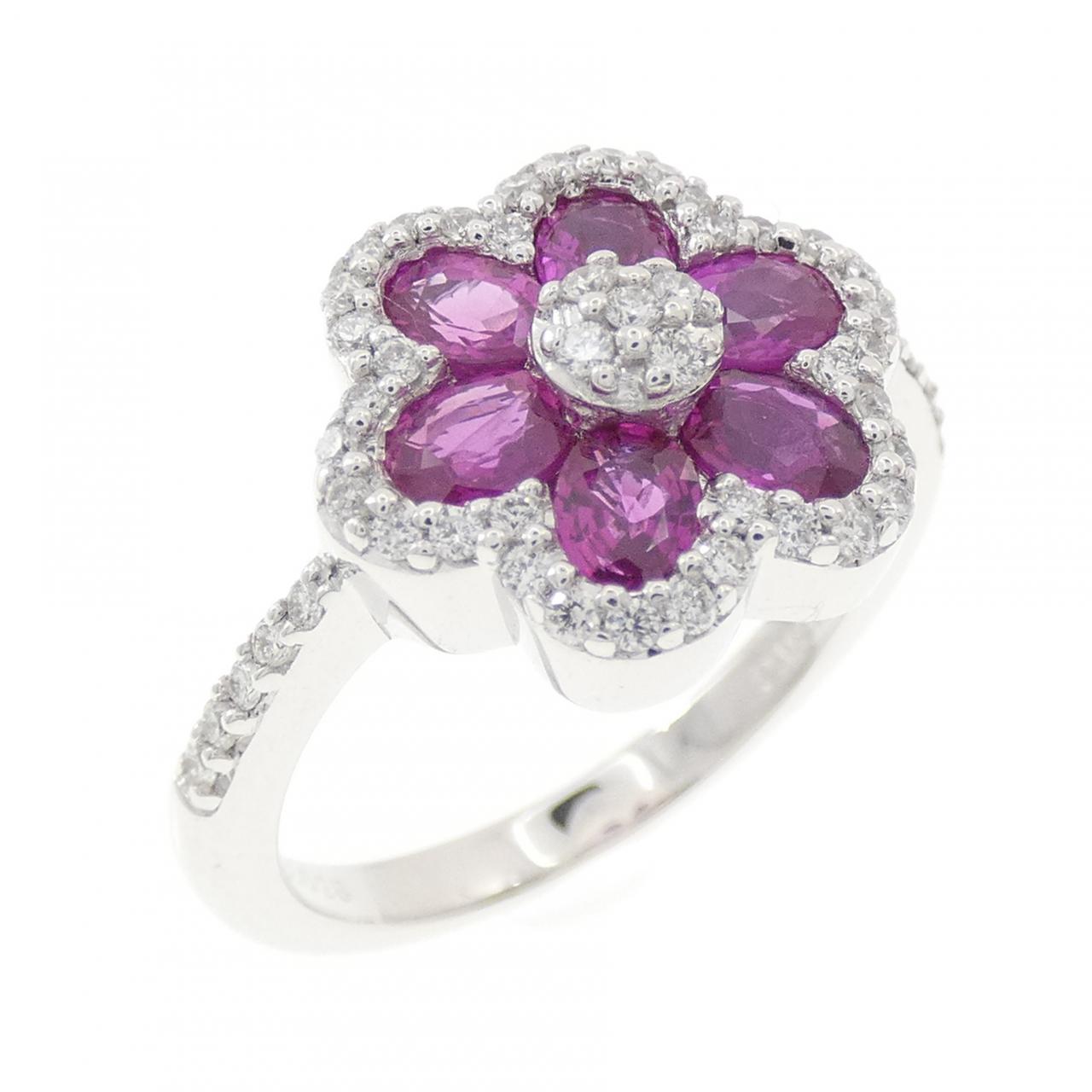 コメ兵｜K18WG フラワー ルビー リング 1.30CT｜ジュエリー｜リング