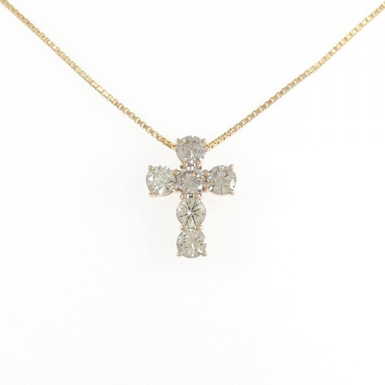 K18PG/K18YG クロス ダイヤモンド ネックレス 1.50CT