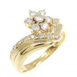 K18YG フラワー ダイヤモンド リング 0.47CT