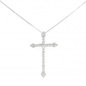 K18WG クロス ダイヤモンド ネックレス 1.00CT