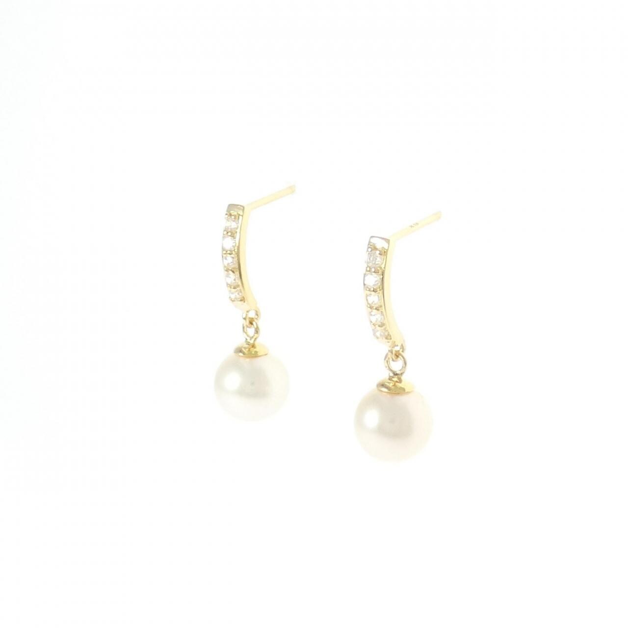 K18YG 淡水パール ピアス 6.0mm