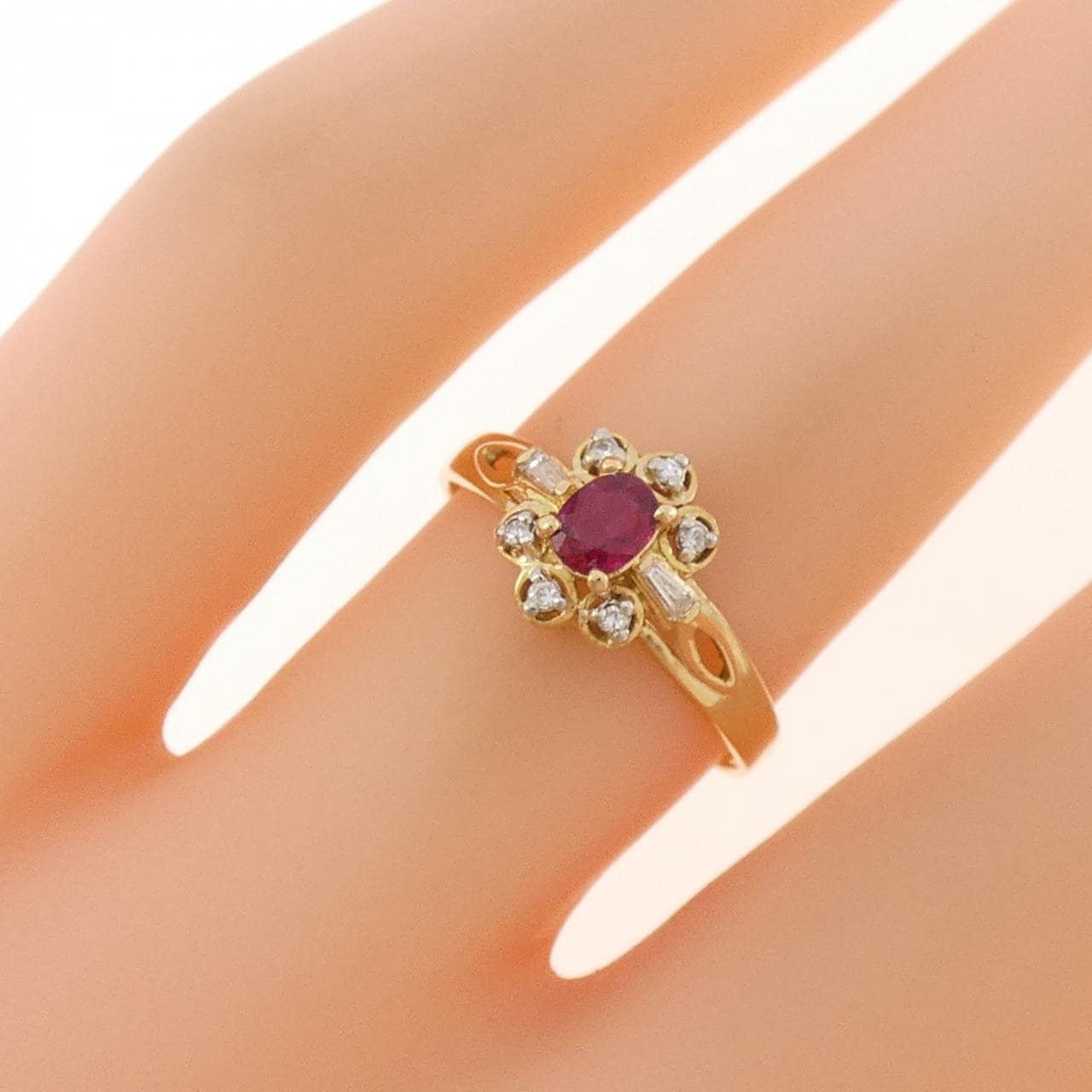 K18YG ルビー リング 0.19CT
