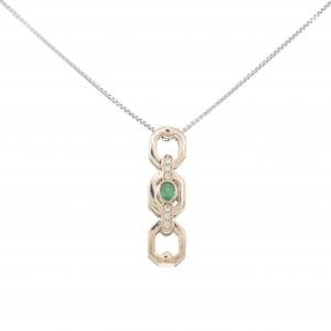 K18PG/PT900/K18WG エメラルド ネックレス 0.15CT