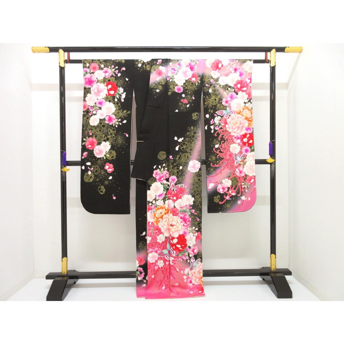 振袖　友禅金彩加工　刺繍入りボカシ染