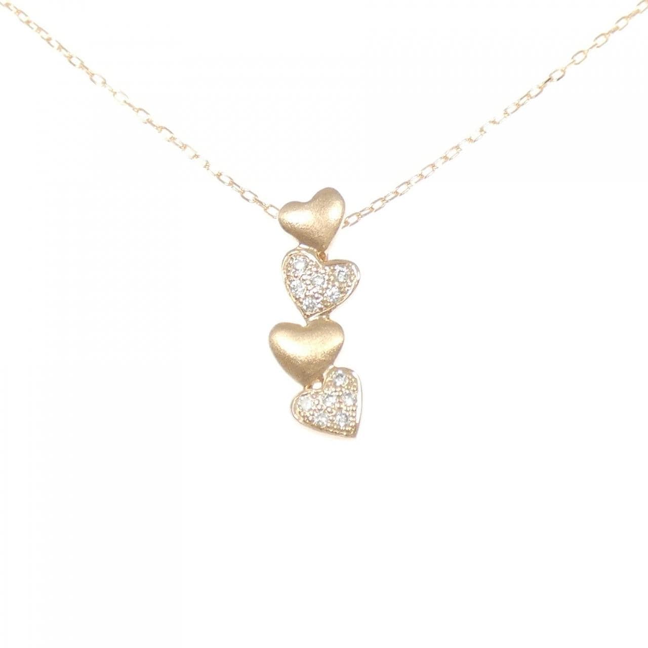 K18PG ハート ダイヤモンド ネックレス 0.10CT