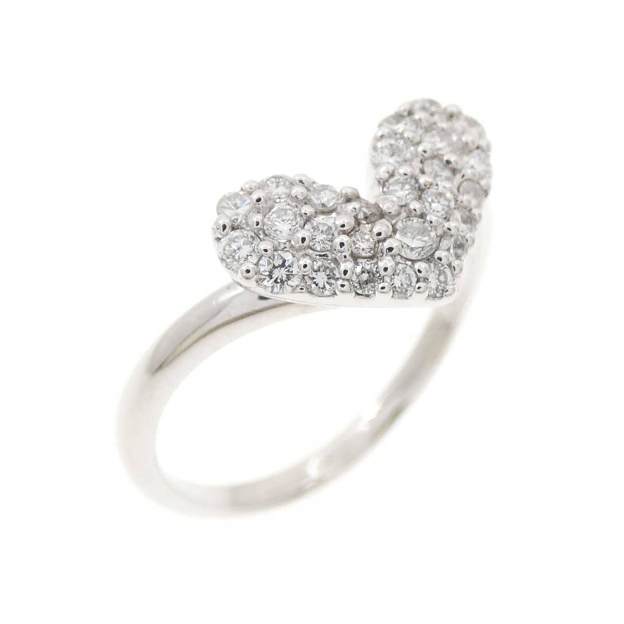 K18WG ハート パヴェ ダイヤモンド リング 0.28CT