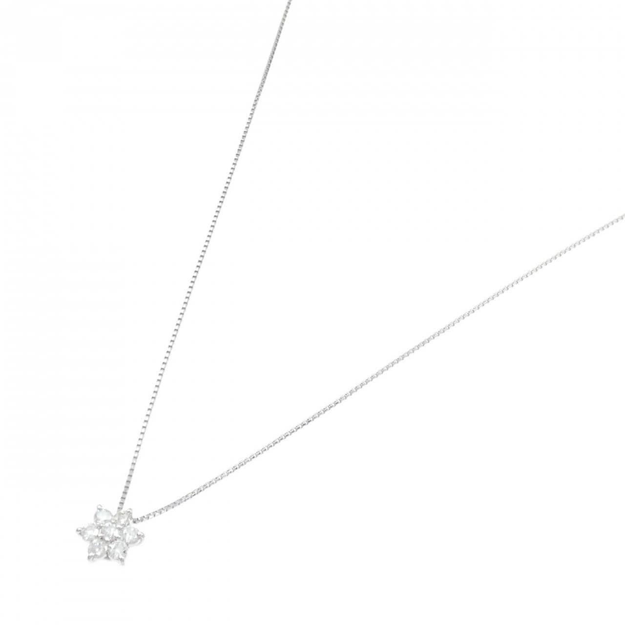 PT900/PT850 フラワー ダイヤモンド ネックレス 0.30CT