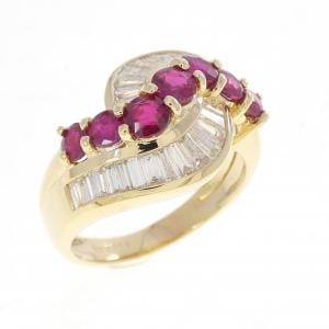 K18YG ルビー リング 1.52CT
