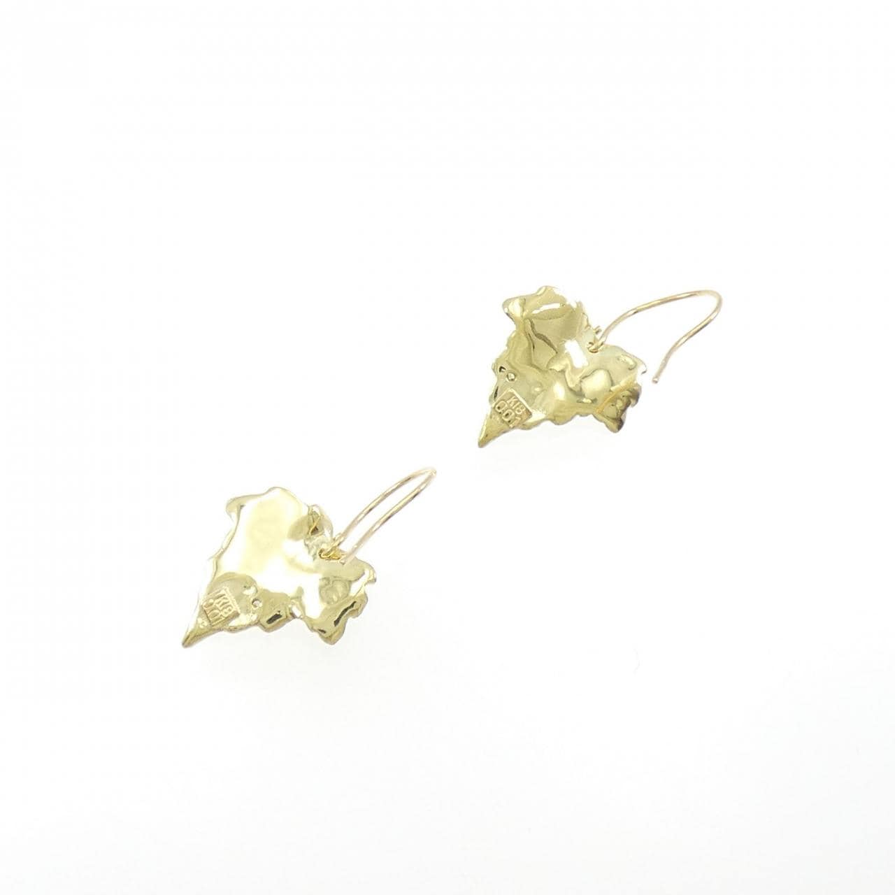 K18YG リーフ ダイヤモンド ピアス 0.02CT