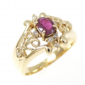 K18YG ルビー リング 0.36CT