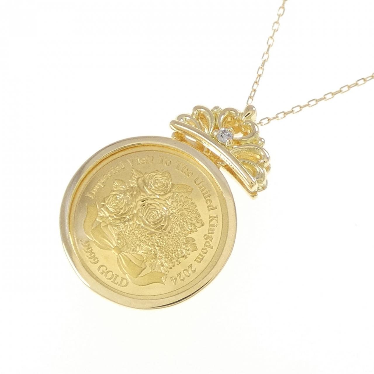 K18YG（框架）钻石硬币项链 0.01CT