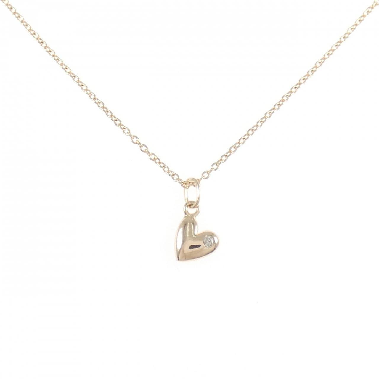 K10PG ハート ダイヤモンド ネックレス
