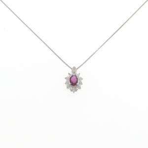 PT900/PT850 ルビー ネックレス 0.77CT