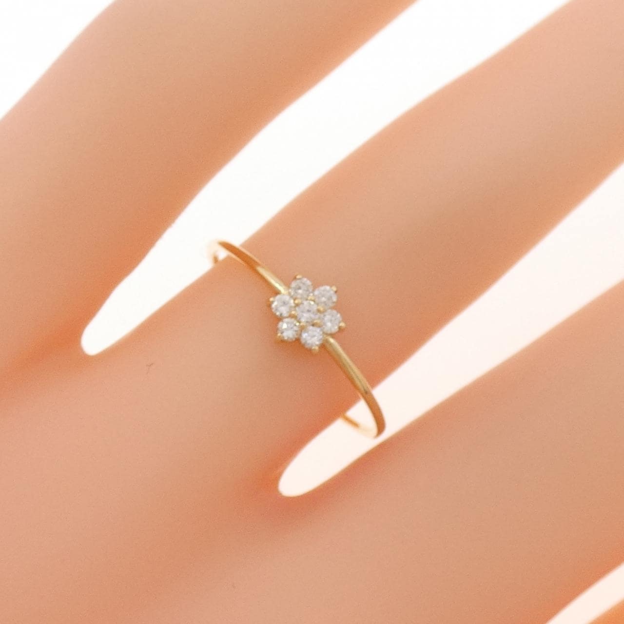 【リメイク】K18YG フラワー ダイヤモンド リング 0.10CT