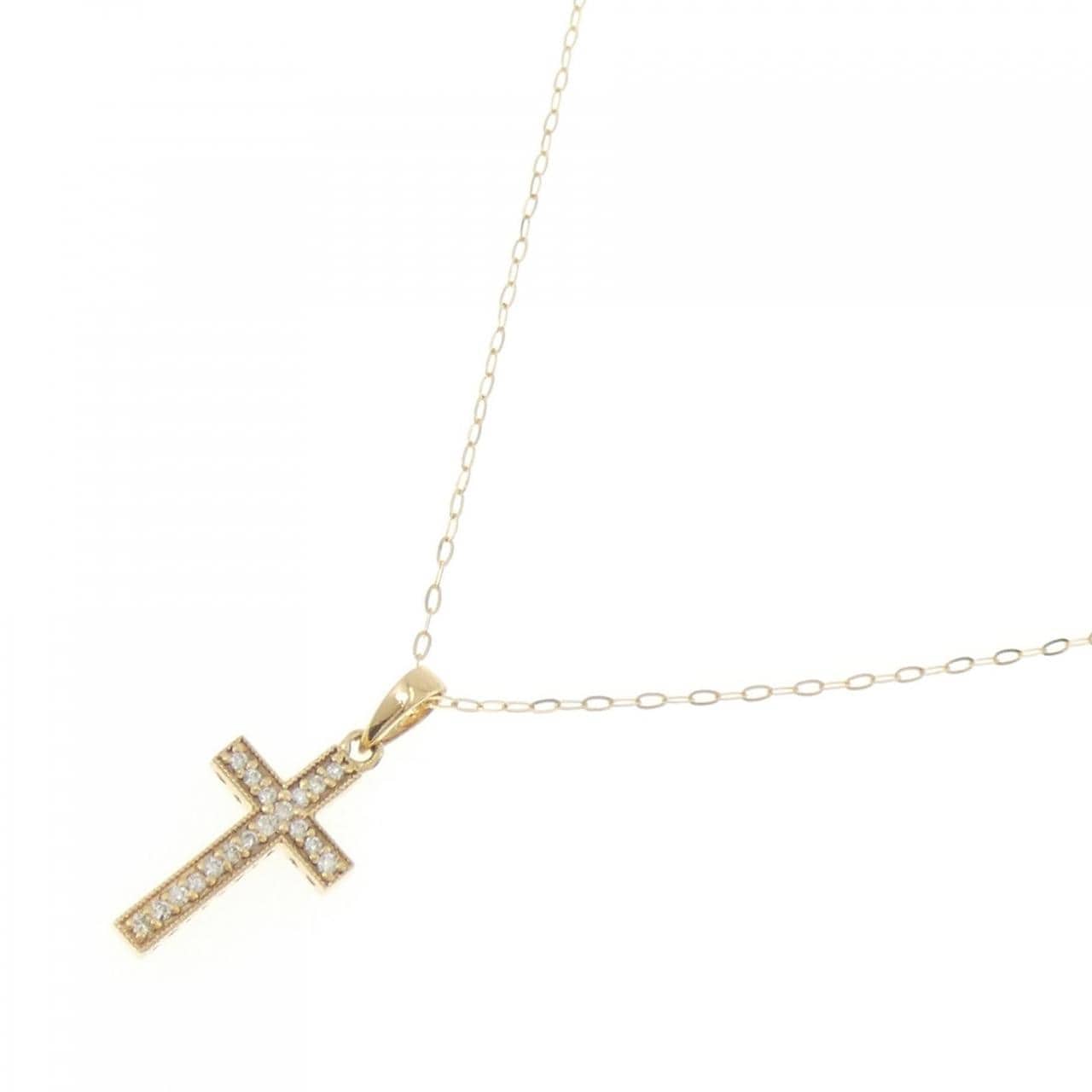 K18YG クロス ダイヤモンド ネックレス 0.09CT