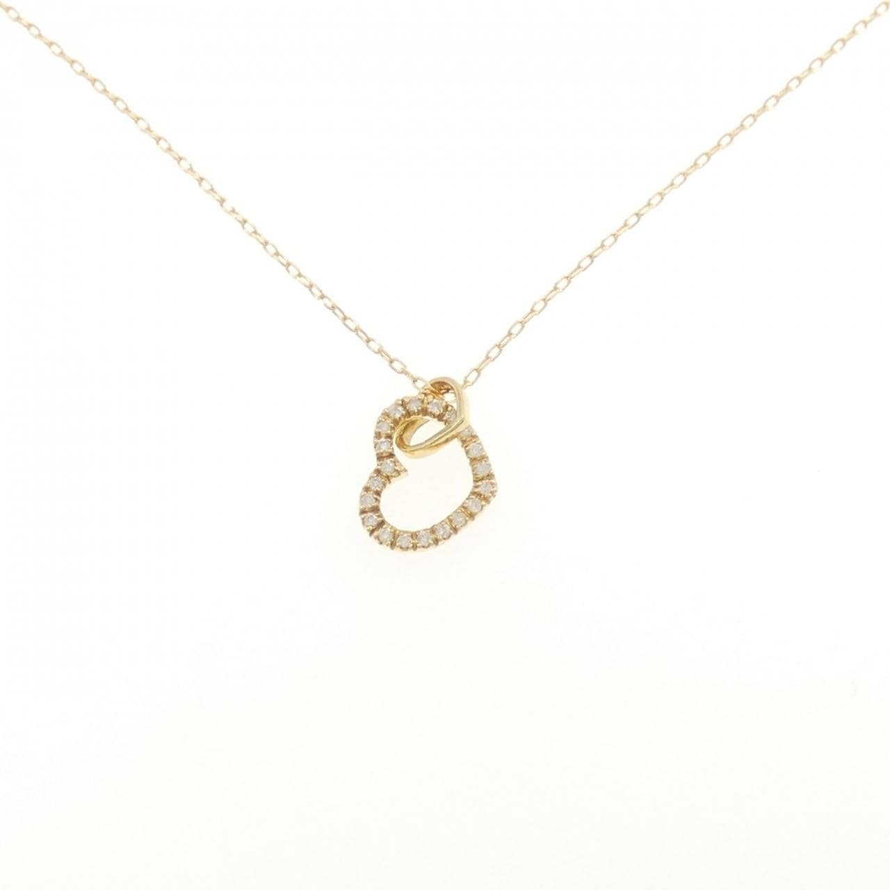 K18YG ハート ダイヤモンド ネックレス 0.15CT
