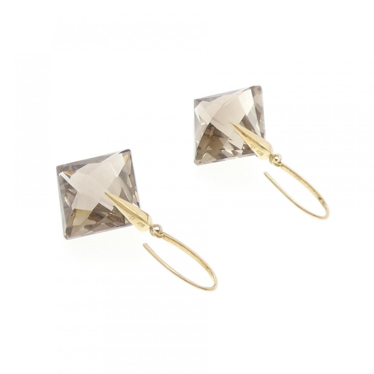 K18YG スモーキークオーツ ピアス