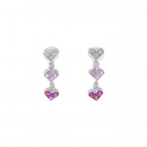 K18WG ハート カラーストーン イヤリング