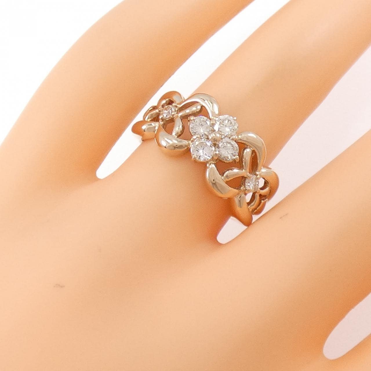 K18PG フラワー ダイヤモンド リング 0.52CT