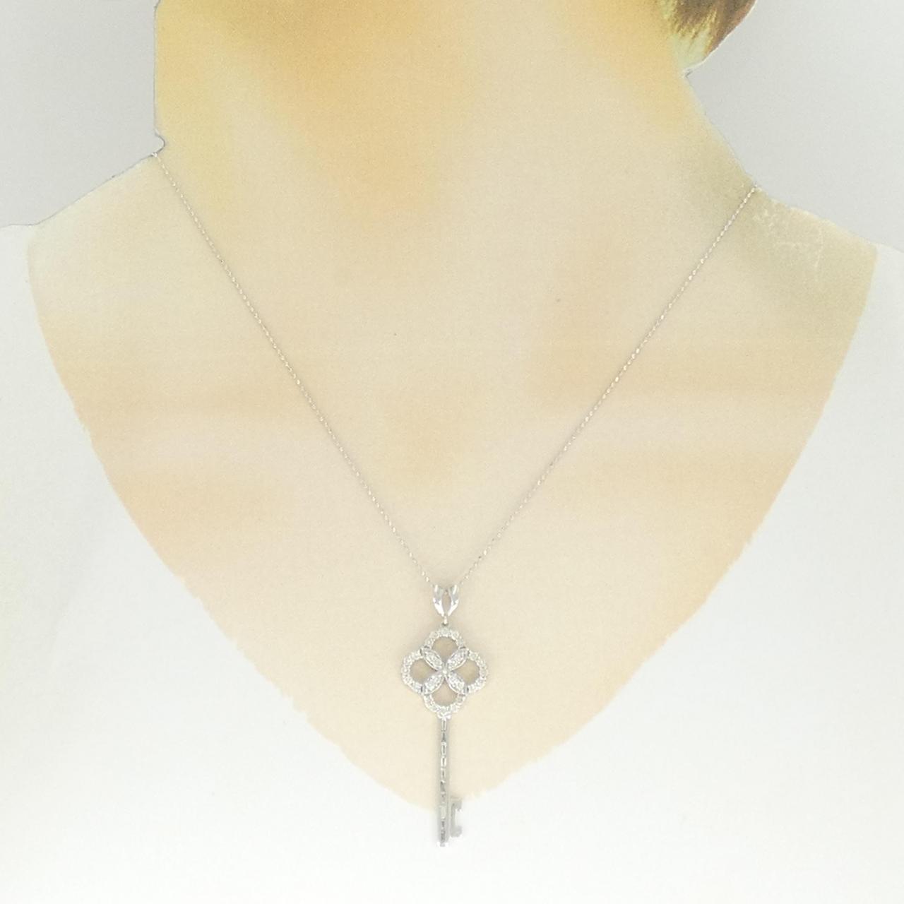 K18WG キー ダイヤモンド ネックレス 0.62CT