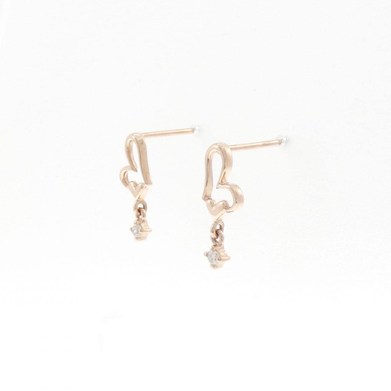 K10PG ハート ダイヤモンド ピアス