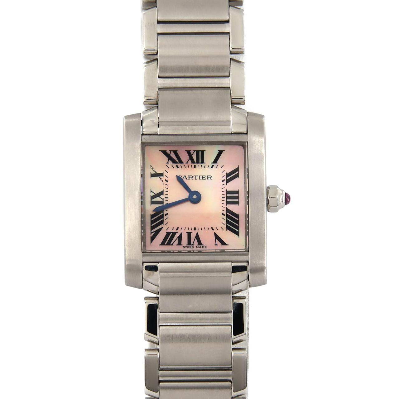 無償保証Cartier カルティエ W51028Q3 タンクフランセーズSM レディース 腕時計 クオーツ ピンクシェル ローマンインデックス 2針 管理RY20004739 タンクフランセーズ