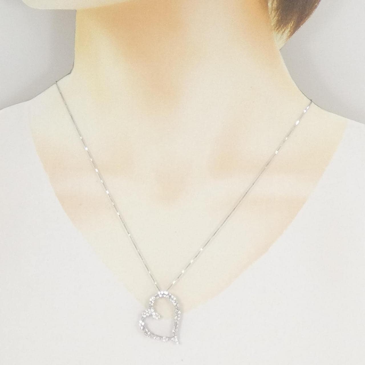 K18WG ハート ダイヤモンド ネックレス 0.80CT